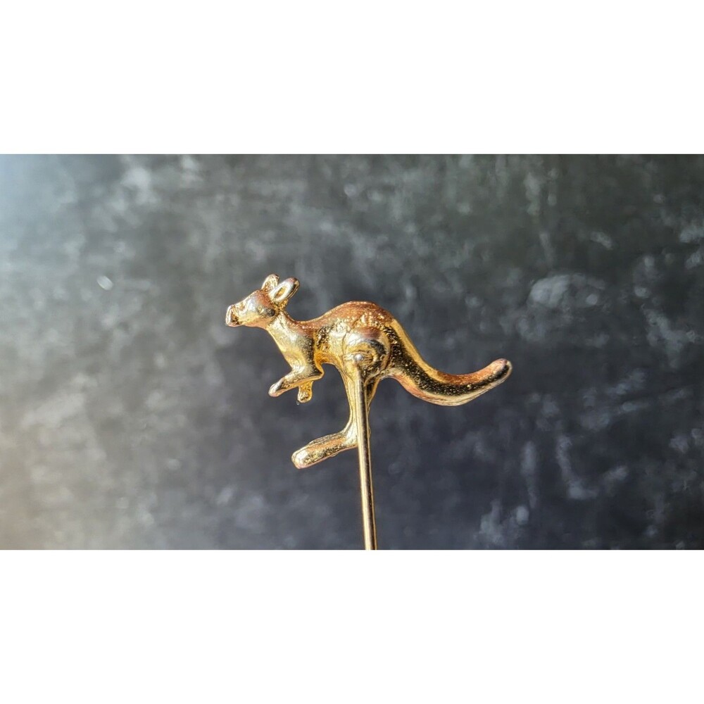 Gold Tone Metal Kangaroo Shaped Stick Pin Vintage READ Description